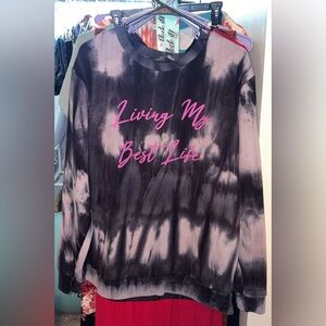 Rue21 Black and Pink Tie-Dye Sweater